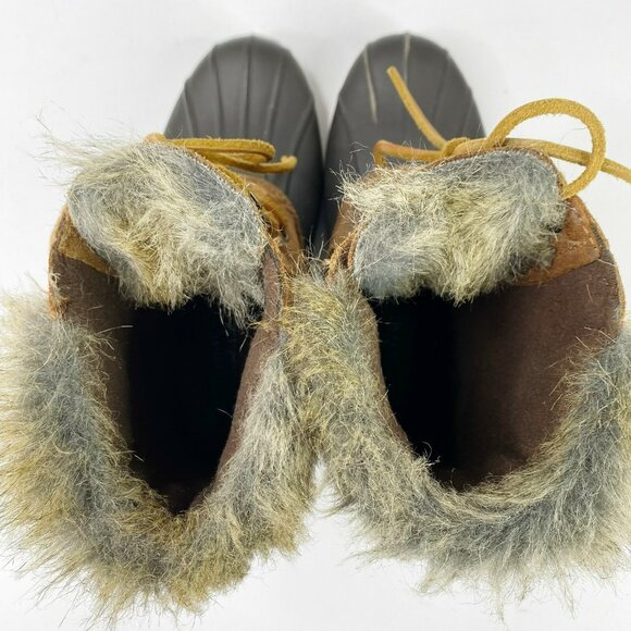 Sperry Topsider Duck Boots Womens Size 8 Brown Faux Fur Ankle Booties - Picture 7 of 7